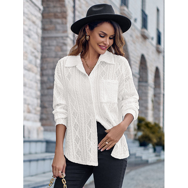 White Self Design Casual Shirt
