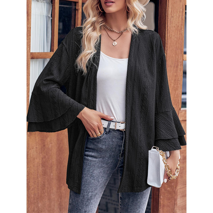 Black V Neck Front Open Shrug