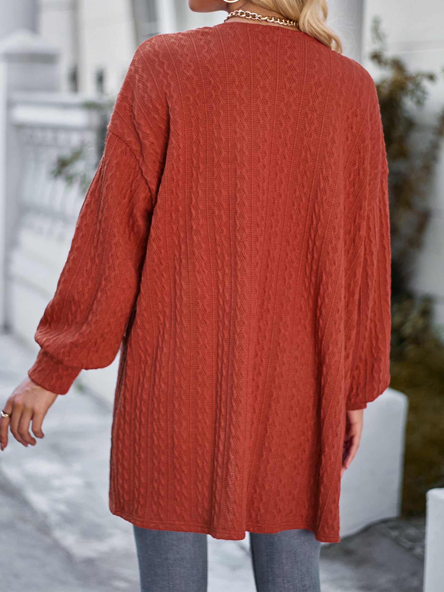 Women Self Design Lightweight Longline Open Front Jacket