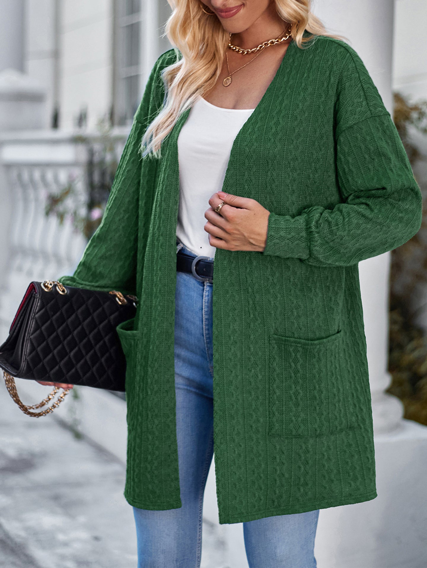 Women Lightweight Longline Open Front Jacket