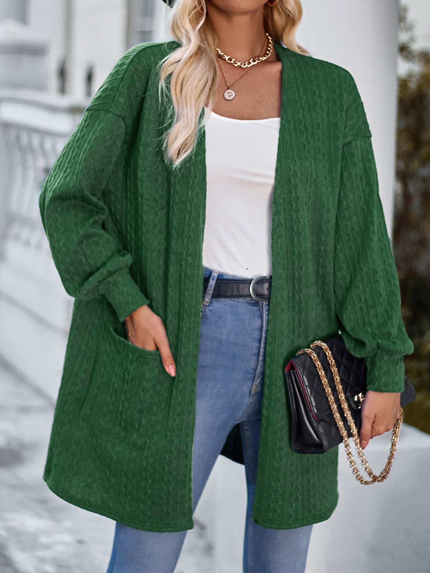 Women Lightweight Longline Open Front Jacket