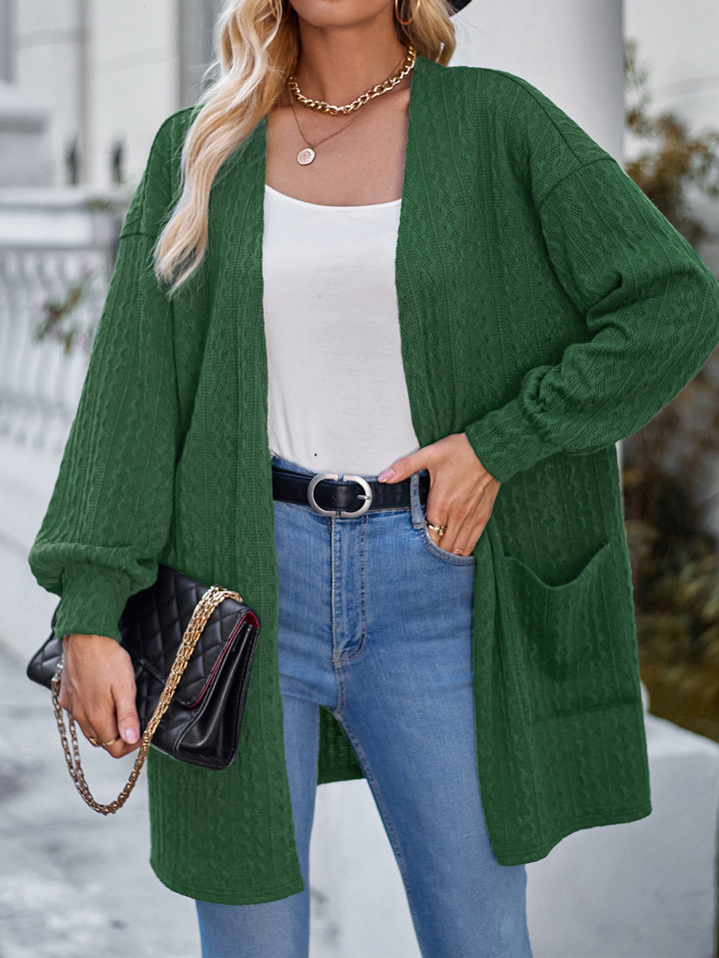 Women Lightweight Longline Open Front Jacket