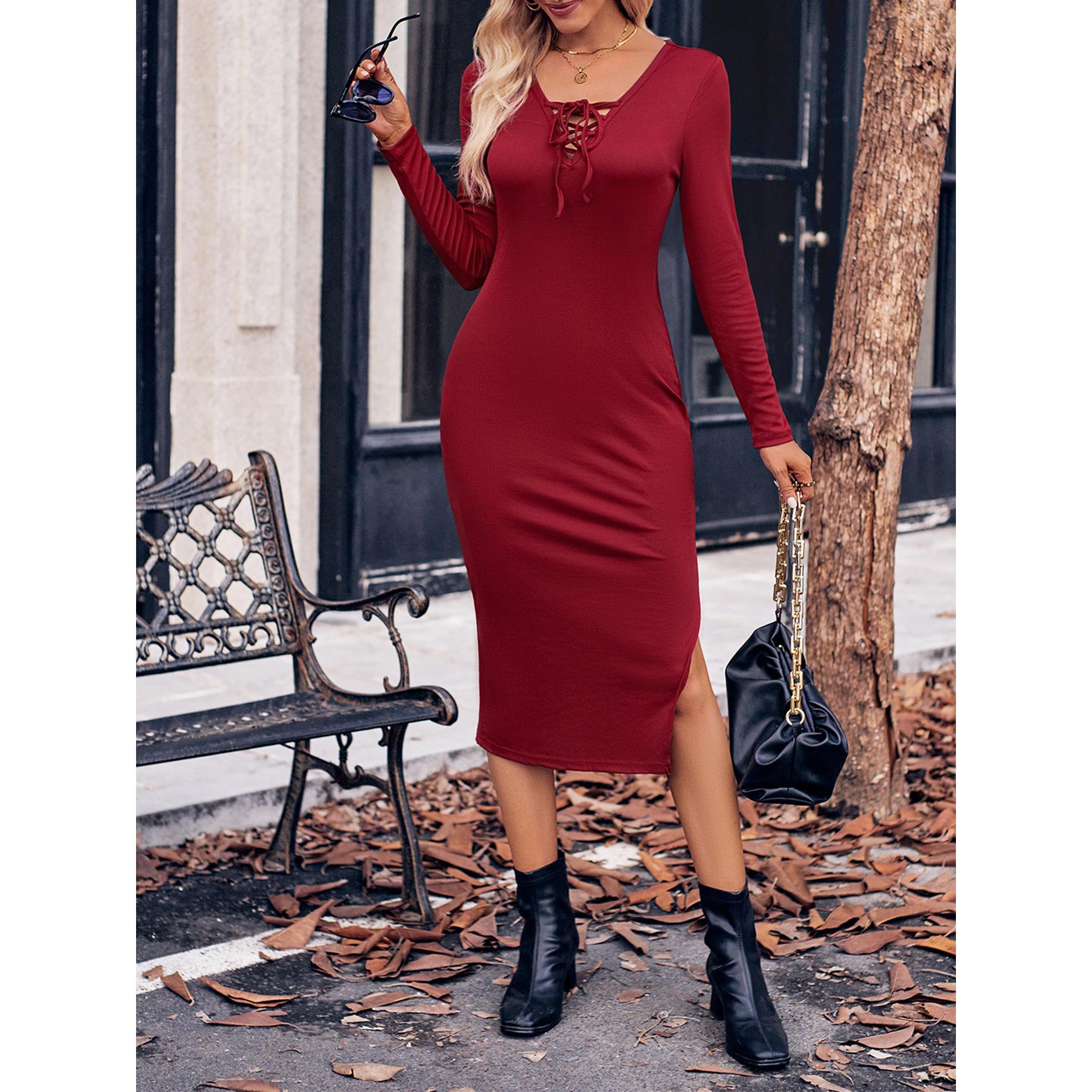 Solid Bodycon Midi Dress