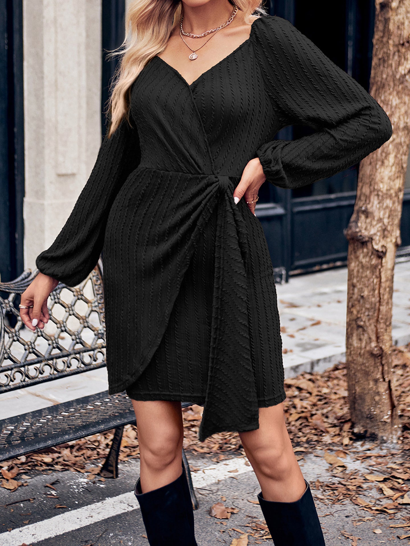 Solid Wrap Dress