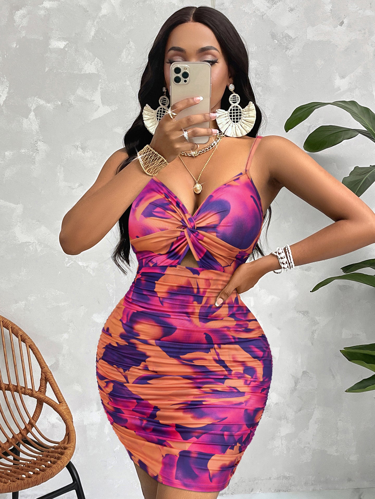 Printed Sleeveless Bodycon Mini Dress