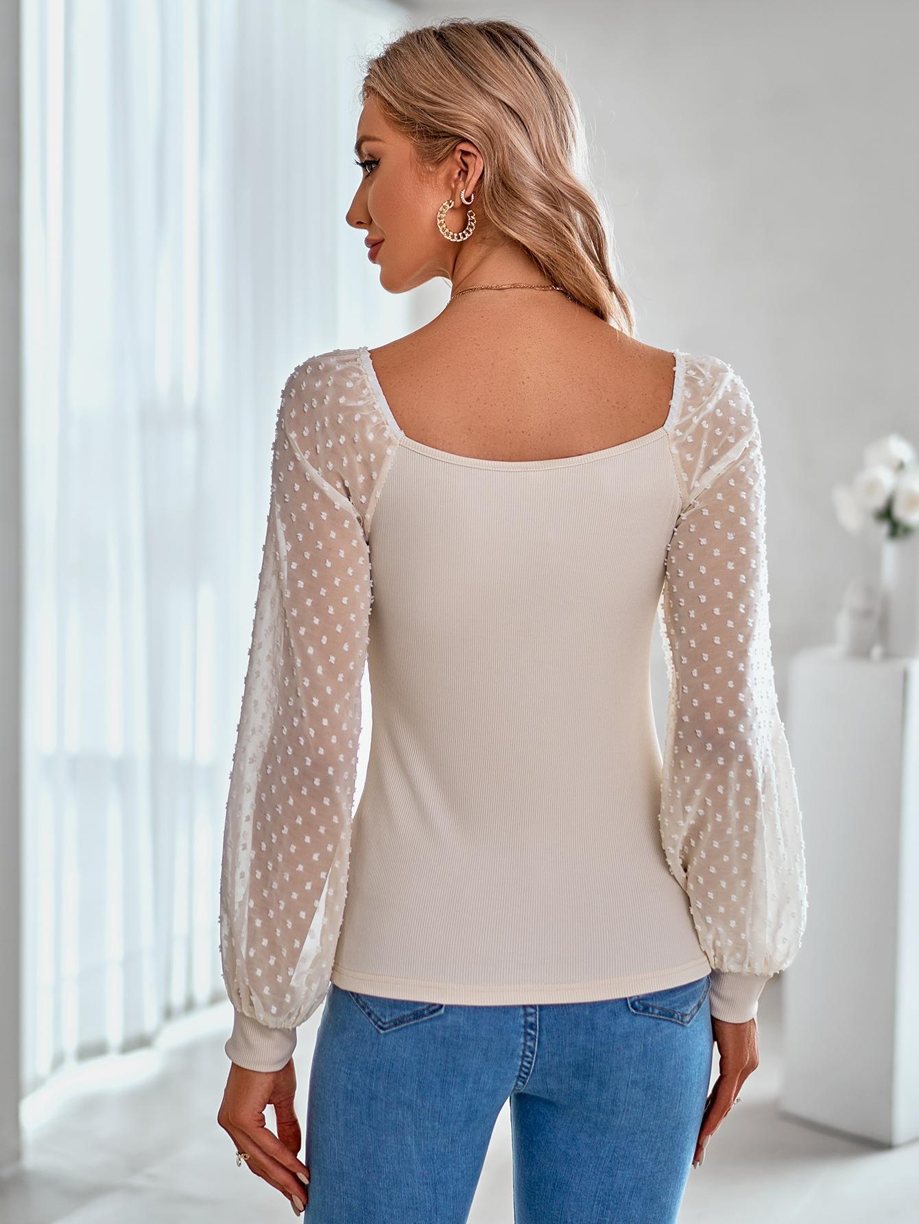 Beige Tie-Up Neck Top