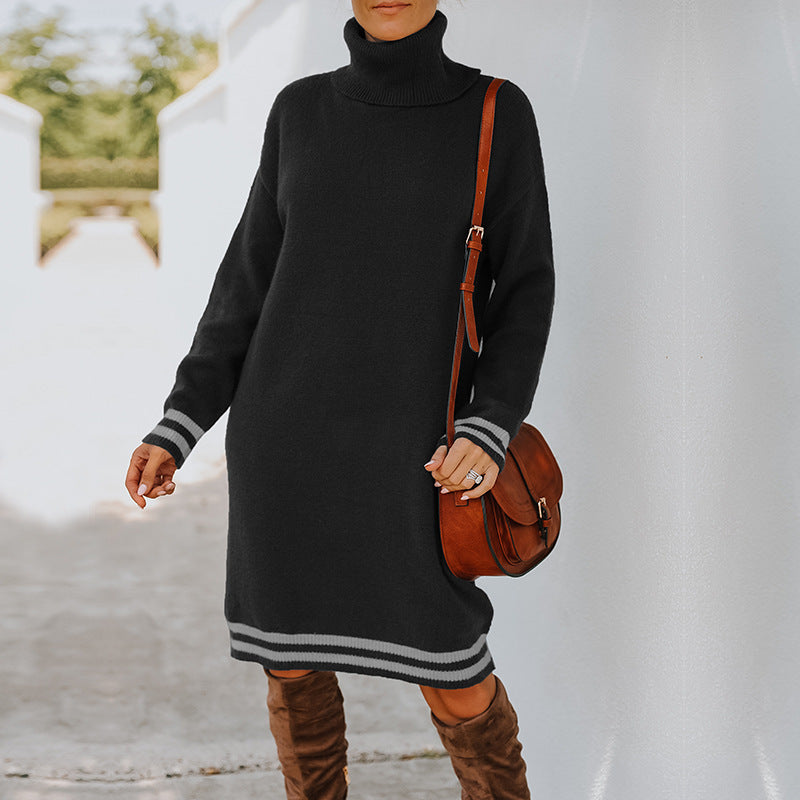 Long Sleeves High Neck Jumper Dress