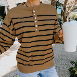 Brown & Black Horizontal Striped Acrylic Top