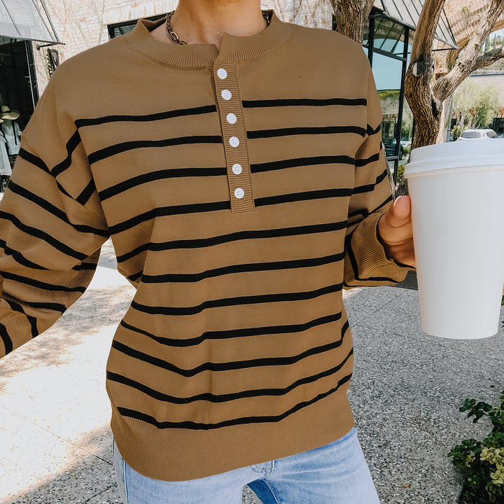 Brown & Black Horizontal Striped Acrylic Top