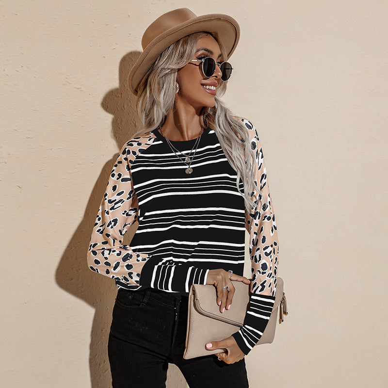 Women Black Striped Sweatshirt