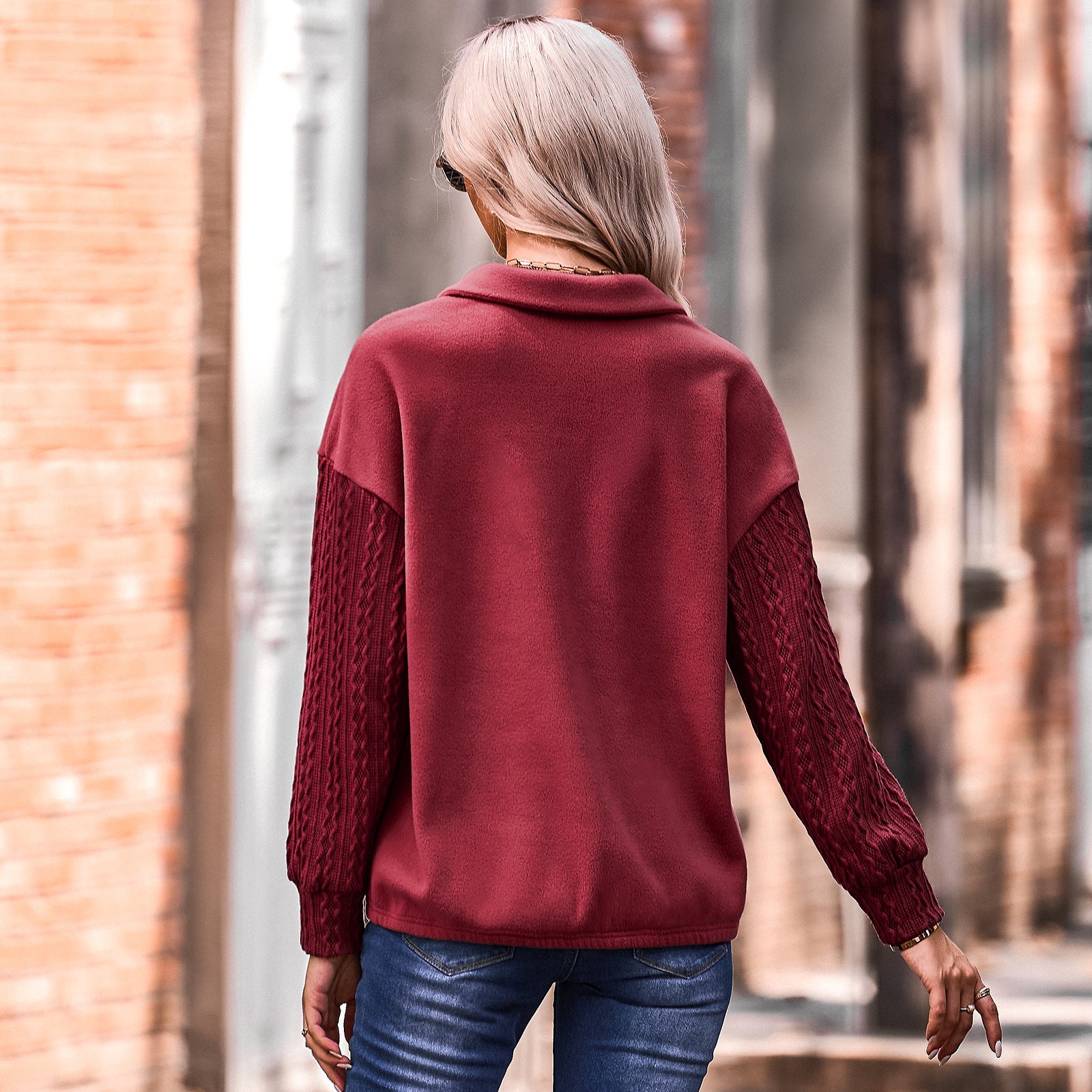 Women Maroon Solid Sweatshirt