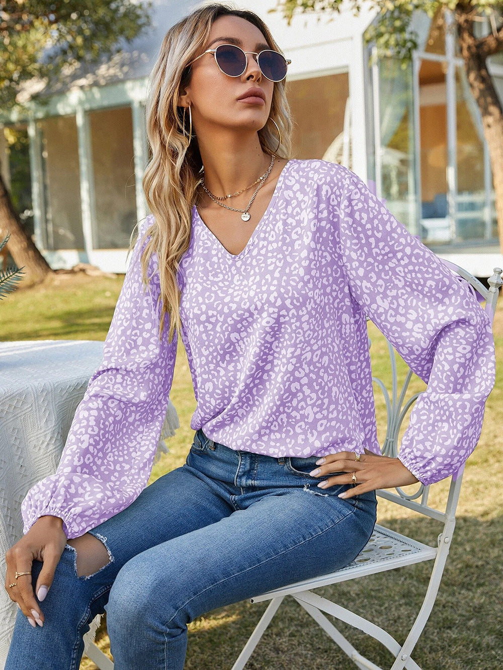 Purple & thistle Print Top