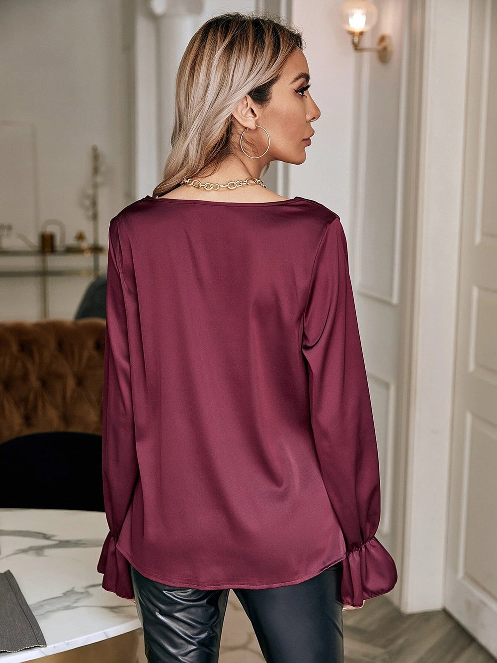 Maroon Cowl Neck Top