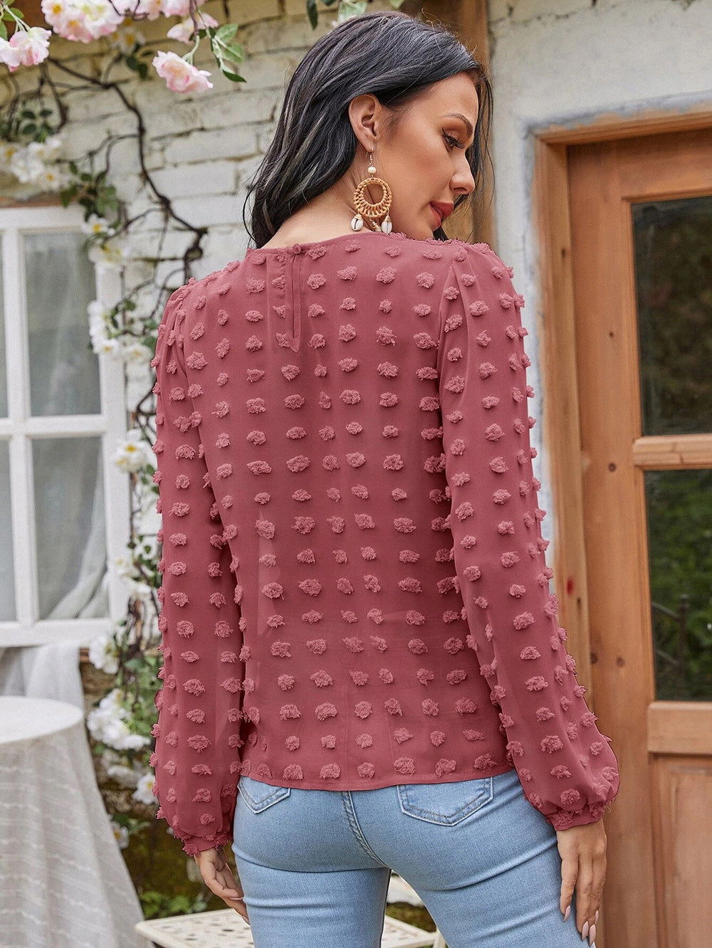 Rust Solid Round Neck Regular Top