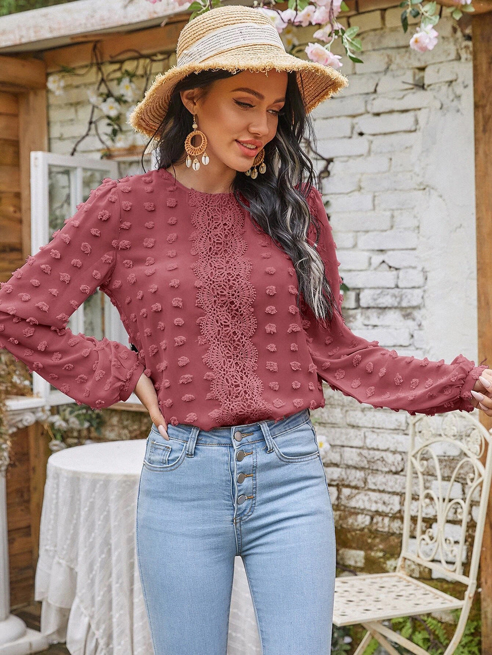 Rust Solid Round Neck Regular Top