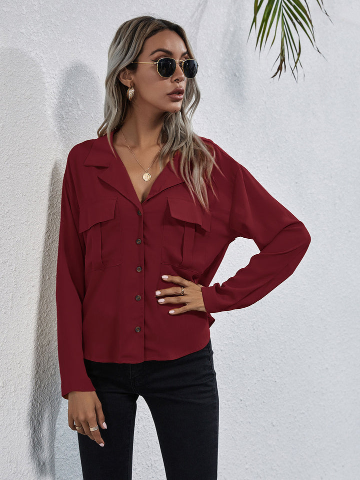 Maroon Solid Shirt Style Top