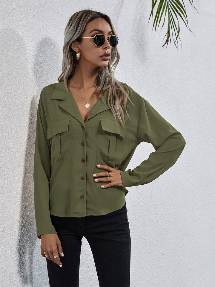 Women Olive Green Shirt Style Top
