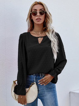 Black Keyhole Neck Top