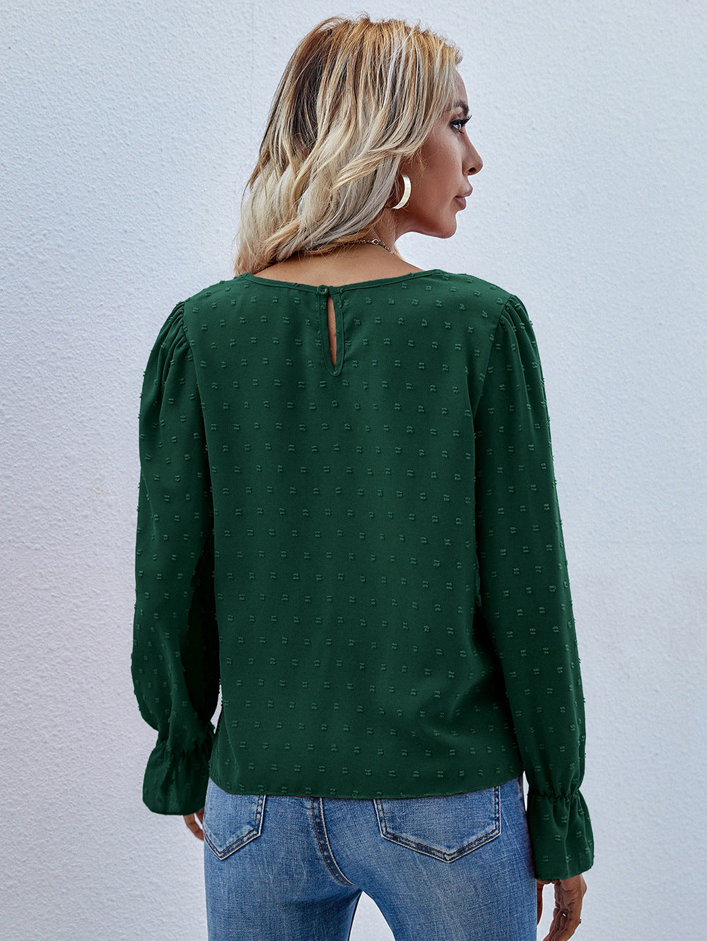 Women Green Solid Top