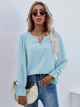 Blue Keyhole Neck Top