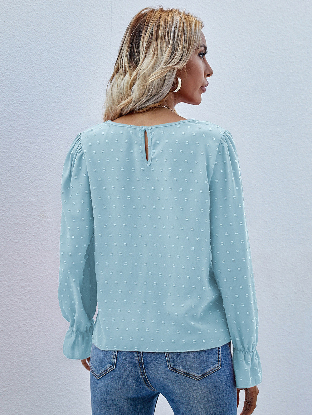 Blue Keyhole Neck Top