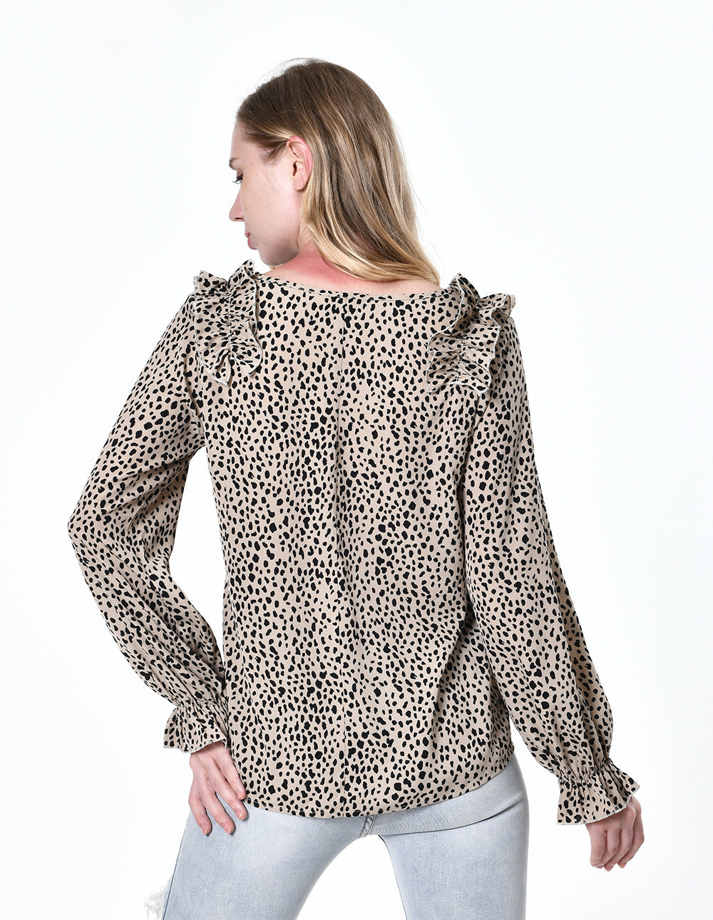 Beige Animal Print Wrap Top