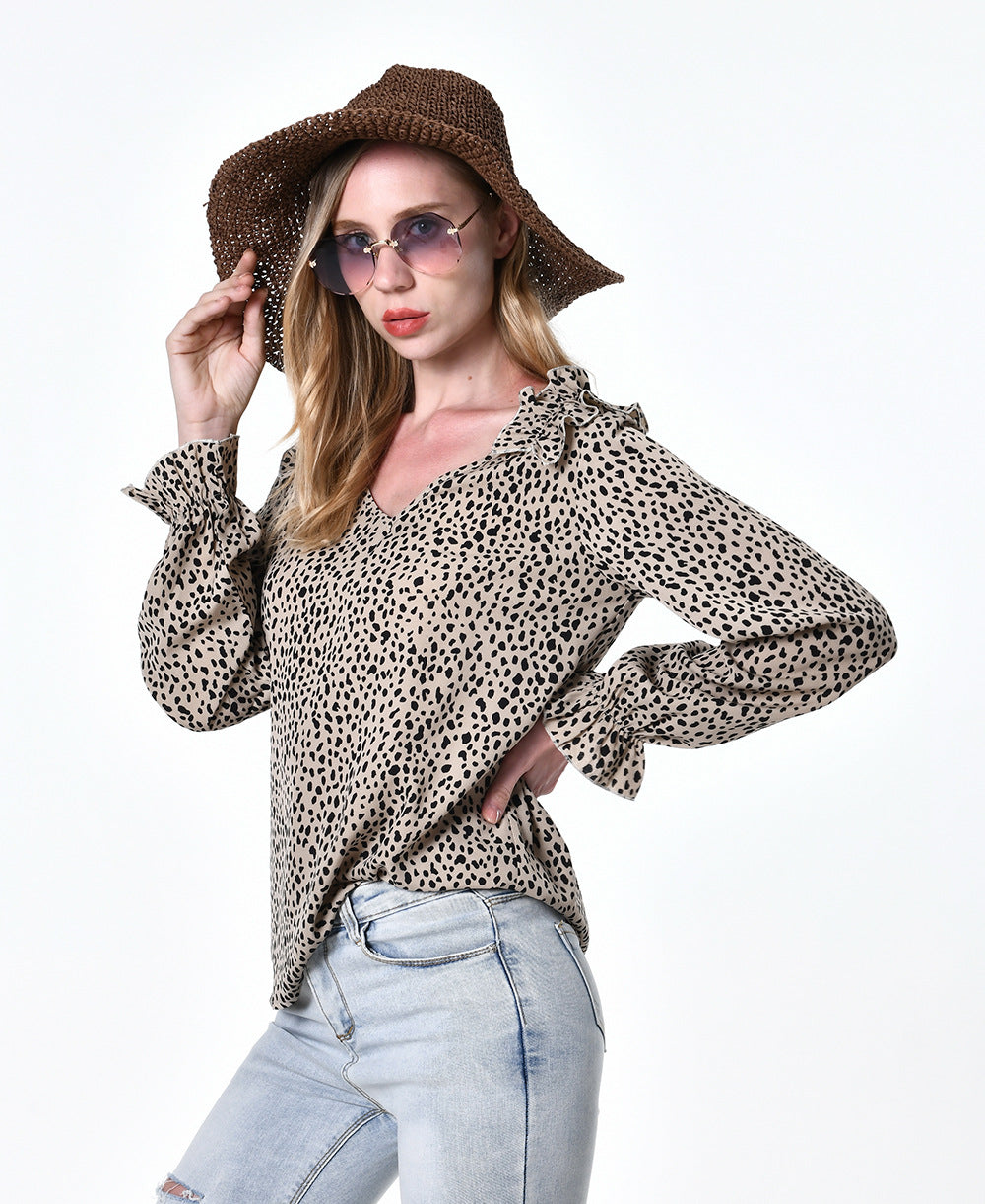 Beige Animal Print Wrap Top