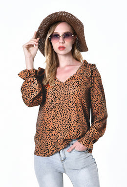 Brown Floral Print Top