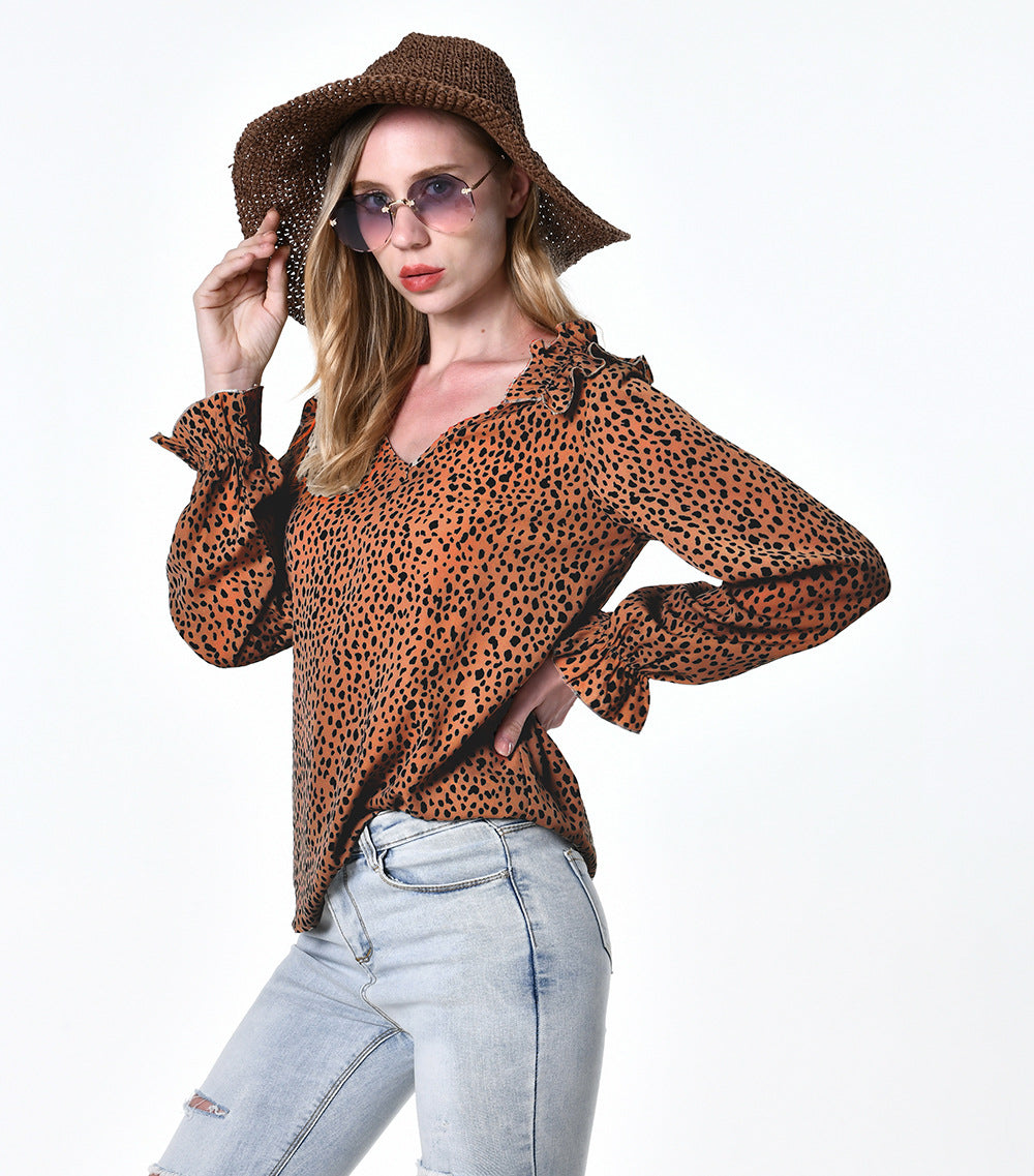Brown Floral Print Top
