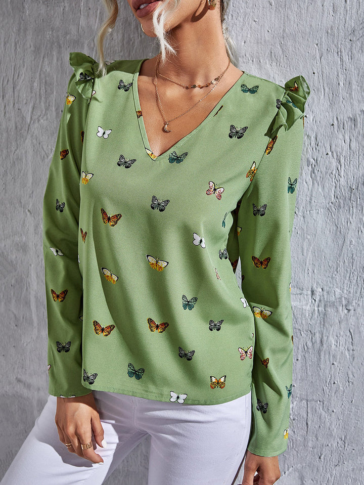 Green Print Top