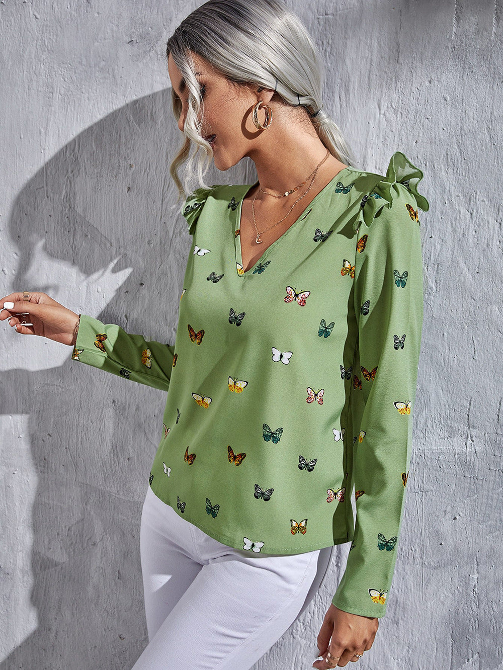 Green Print Top