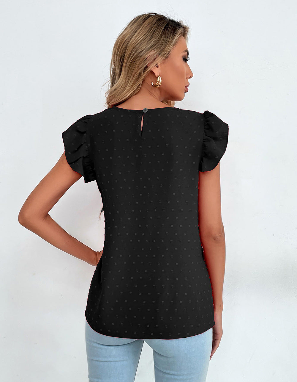 Black & black chocolate Keyhole Neck Top