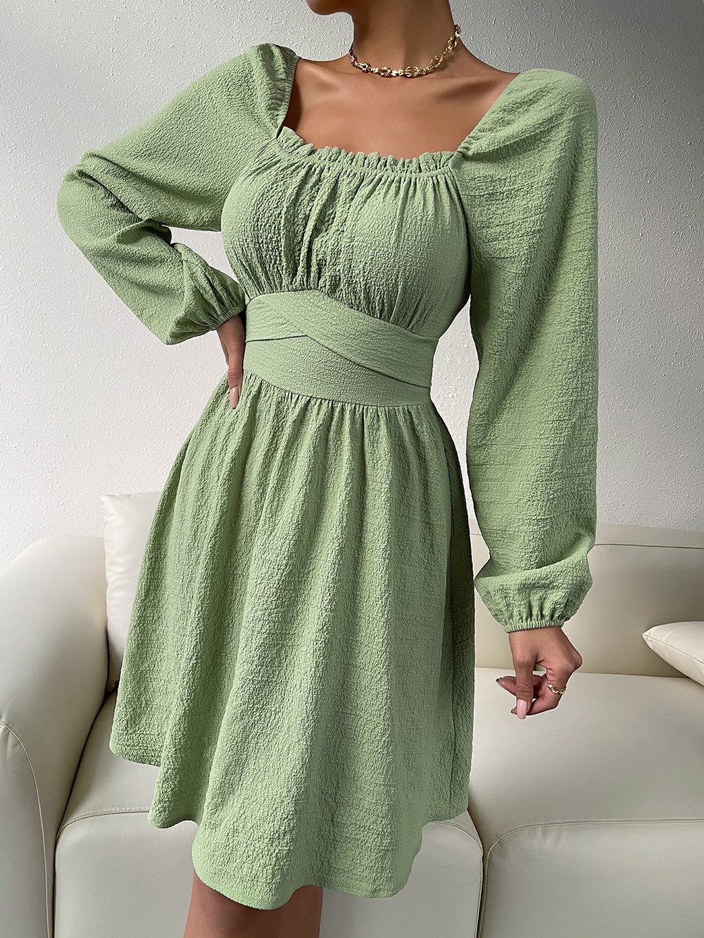 Women Green Knee Length Dress