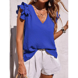 Blue Flutter Sleeve Top