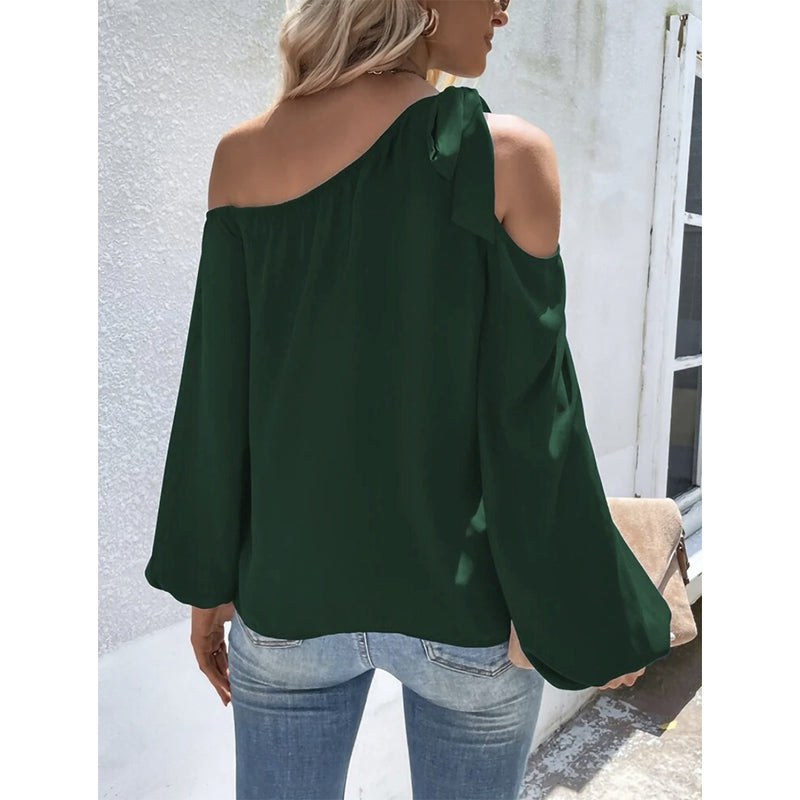 One Shoulder Flared Sleeve Top