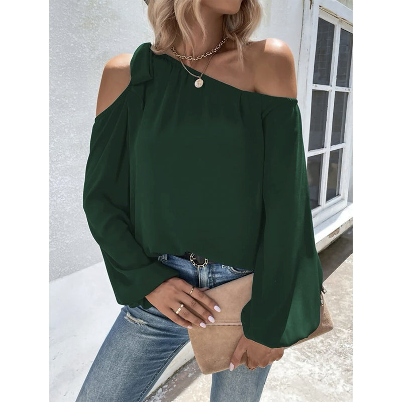 One Shoulder Flared Sleeve Top