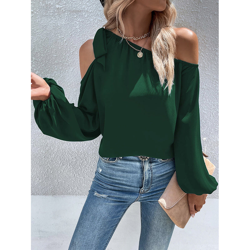 One Shoulder Flared Sleeve Top