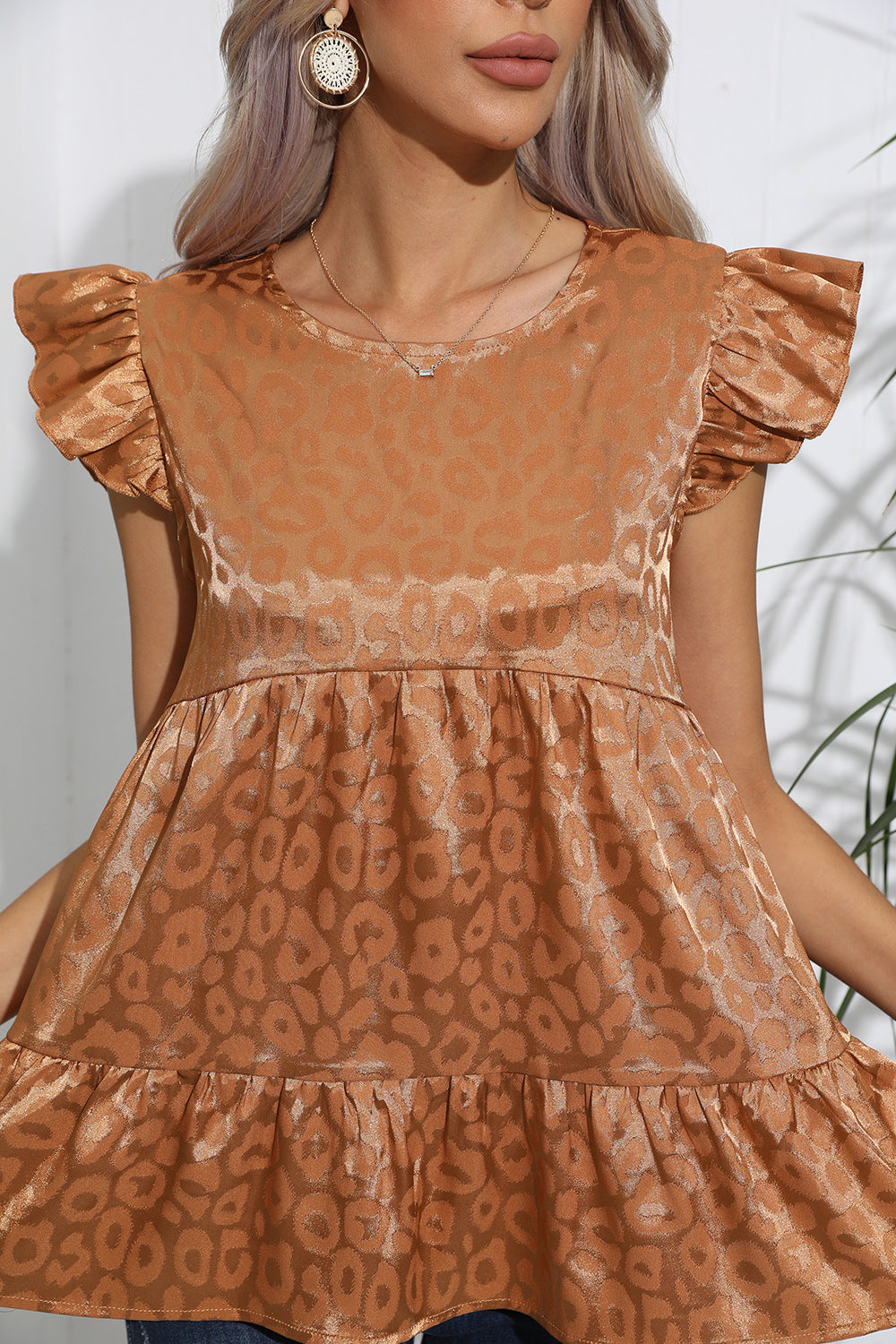 Animal or Skin Printed Flutter Sleeves Top
