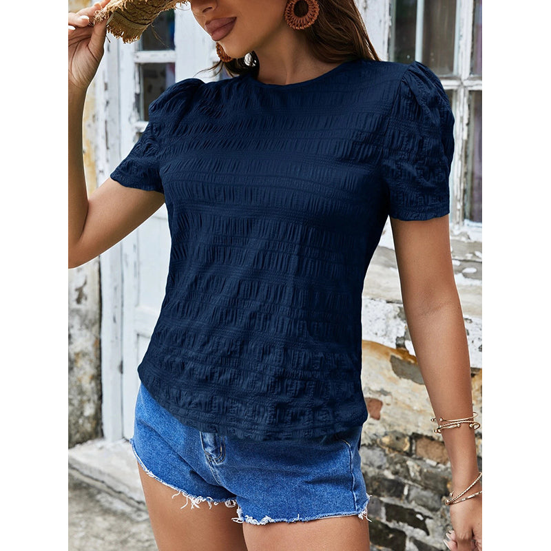 Navy Blue Solid Regular Top