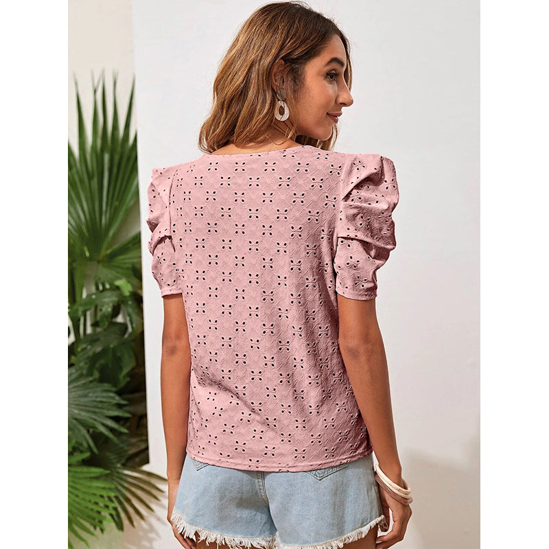 Pink Puff Sleeve Top