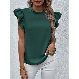 Green Flutter Sleeve Regular Top