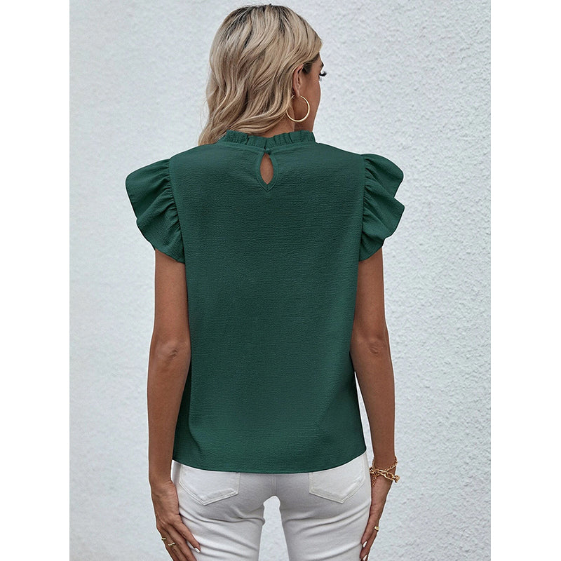 Green Flutter Sleeve Regular Top