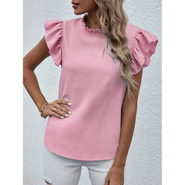Pink Flutter Sleeves Regular Top