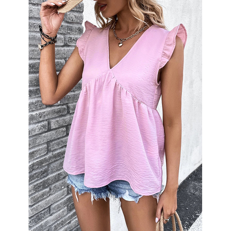 Sleeveless V-Neck Empire Top