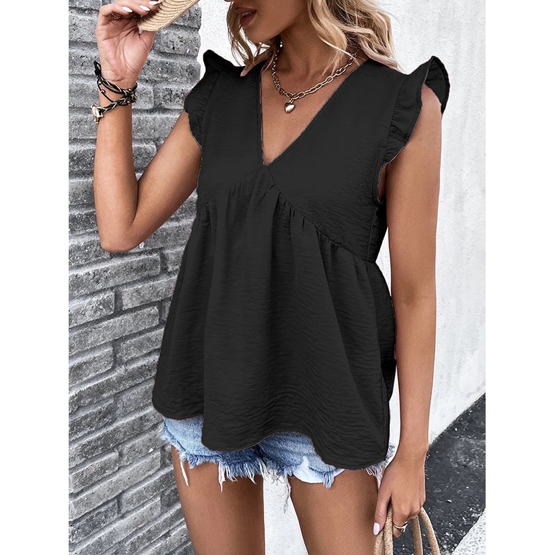 Sleeveless V-Neck Longline Top