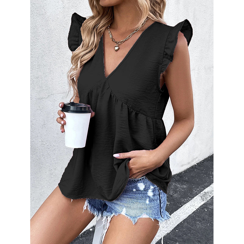 Sleeveless V-Neck Longline Top