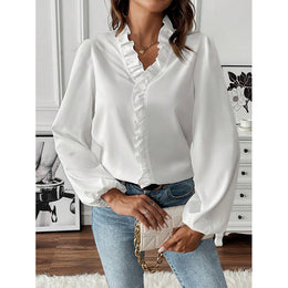 White Spread Collar Casual Shirt