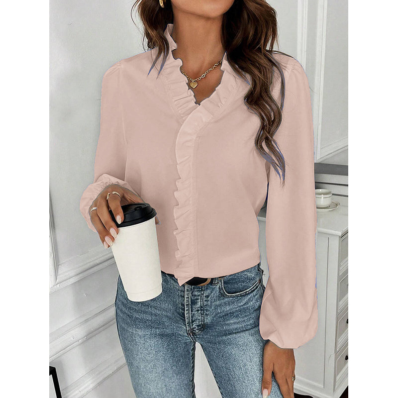 Beige Spread Collar Casual Shirt