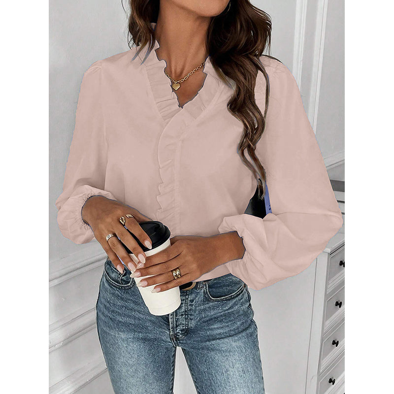 Beige Spread Collar Casual Shirt