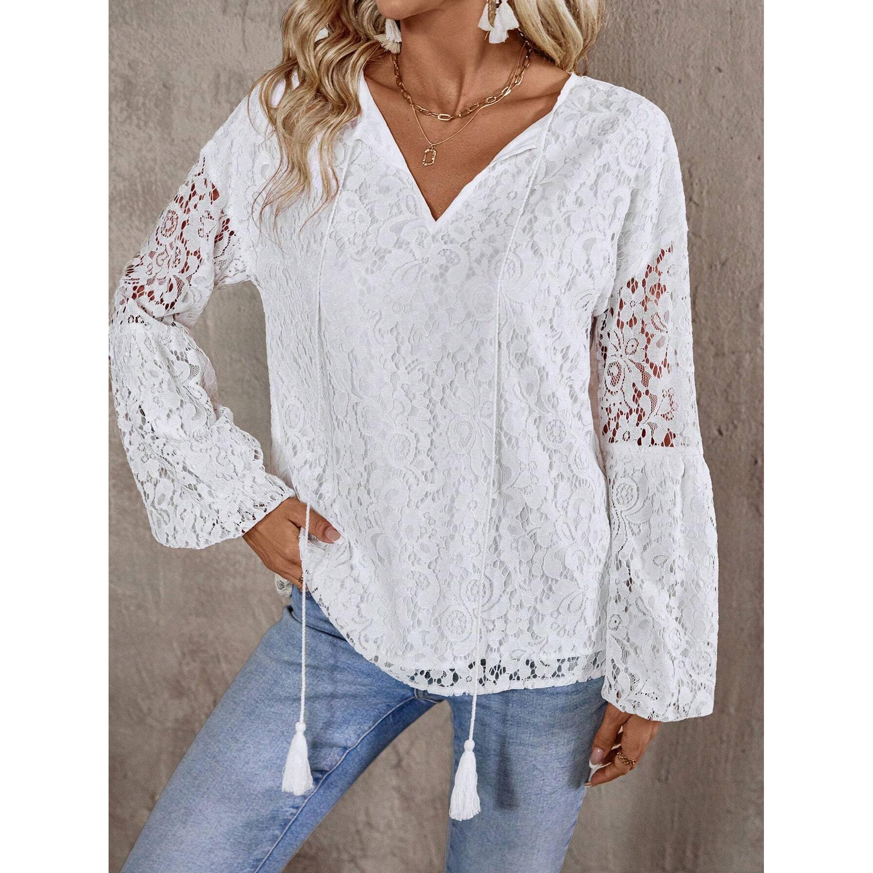 Women Floral Self Design V-Neck Top